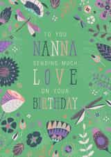 Nanna dragonflies and flowers birthday card created by Rebecca Prinn