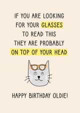 Grey Cat with Glasses Birthday Card created by Pig + Plums