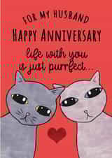 Cat Couple Husband Anniversary Card created by Kitty Cats Joy
