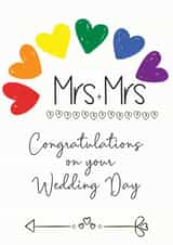 Mrs & Mrs Wedding card - Rainbow Typography card created by Chasing Cards
