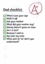 Dad Checklist card created by Artzen Island