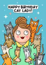 Cute cat lady birthday card! Perfect for Mum, sister or feline loving friends! created by Wafflemamaart