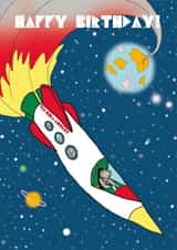 Dinosaur Rocket Birthday Card created by @ChildstarSamantha