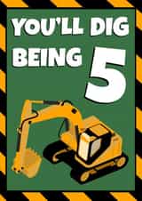 Construction 5th Birthday Card for Digger Loving 5 Year Olds created by Evezee