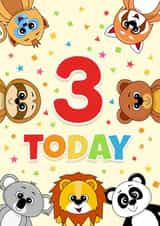 3 Today Birthday Card - Baby Animal 3rd Birthday card created by RoleyOleyMoley