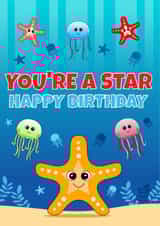 Happy Birthday Card - Children's Colourful You're a Star Birthday Card created by RoleyOleyMoley
