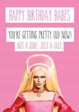 Not a joke, just a fact. Bimini Drag Queen Birthday Card. created by Pop Culture Cards
