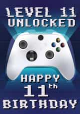 Level 11 Unlocked Boy Gamer 11th Birthday Card  created by LJRanson Design