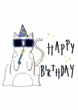 cool cat birthday card created by The Paperbag Artist