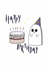 Surprised Ghost Birthday Cake Card created by The Paperbag Artist