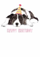 Border collie happy birthday card created by Bramble Designs