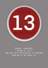 Rating 13 Birthday Card created by Andy Longmoor