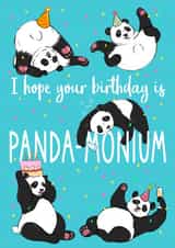 Panda-monium birthday card created by Drunken Fairy 