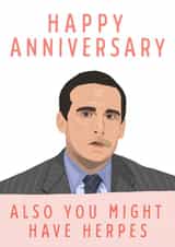 Funny Michael Scott Quote Anniversary Card - The Office Us - Also You Might Have Herpes created by URGHH Card Co.