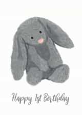 JellyCat Inspired Toy Rabbit First Birthday Card created by Sarah, Spark Prints & Designs