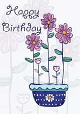 Cute Birthday Card - For Her - Pink Flowers - Daisy created by Susan Marie Williams
