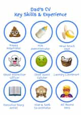 Dad's CV Key Skills & Experience Father's Day card 1000 created by Ha! Go on then