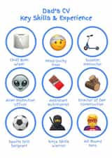 Dad's CV Key Skills & Experience Father's Day card 1001 created by Ha! Go on then