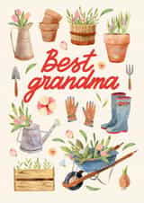 Best Grandma - gardening illustrations created by Julia Mezhniakova