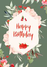 Classic Birthday Card - Flowers - Illustrations created by Julia Mezhniakova