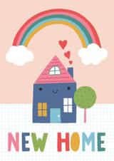 Cute Rainbow New Home Card - House - New Home created by Fox and Bird Studio