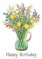 Pretty Birthday Card - Jug - Flowers created by Vicky Kuhn