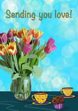 Sending love with tulips and tea created by Jessicadrawws