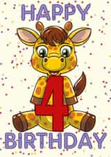 4th Birthday Cute Giraffe Card created by Love Gifts