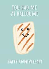 Cute Halloumi Pun Anniversary Card - You Had Me At Halloumi created by @Laura Lonsdale Designs