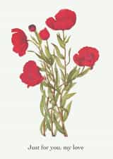 Pretty Birthday/Anniversary Card - Vintage Red Bouquet - Poppies created by Joyous Designs UK