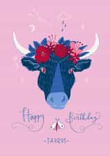 Happy Birthday Taurus floral bull created by Envy Row