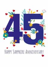 Pretty Sapphire Anniversary Card - 45 years - Happy Sapphire Anniversary created by Yeti Design