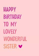 Lovely Wonderful Sister Birthday card created by AJK Stitch Designs 