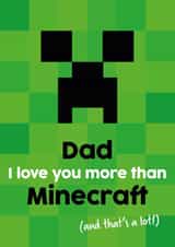 Dad Birthday Card From the Kids Minecraft Funny Gamer Birthday Card Pixel Gaming created by Tiger Feet Creations