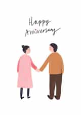 Cute Trendy Couple Anniversary Card - Happy Anniversary created by TheFishBirdCo
