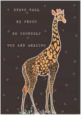 Stand tall good luck giraffe card created by Molly Lavinia Hutchings
