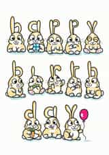 Cute Funny Rabbit Birthday Card created by Doodlesworth