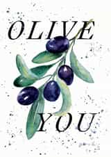 "Olive You" love card created by studio frewb