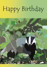 Arty Birthday Card - Badger - Woodland created by CoolArt2021