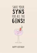 SYNS FOR GINS BIRTHDAY CARD created by Pig + Plums