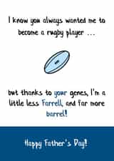 Father's Day Rugby Barrel card created by SayItWithSport