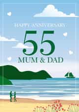 Pretty Emerald Anniversary Card - For Mum & Dad - 55 Years - Happy Anniversary 55 Mum & Dad created by Yeti Design