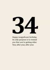 Insignificant 34th Birthday Card created by Sassy Sarah
