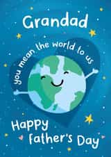 Cute Fathers Day Card - Grandad - World - Grandad You mean The World To Us created by Macie Dot Doodles