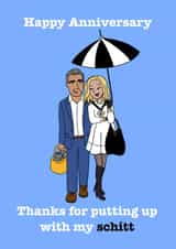 Funny Schitt's Creek inspired anniversary card created by Karentoons