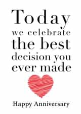 Funny Anniversary card for husband or wife male female him her created by cheeky monkey