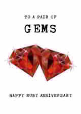 Cute Ruby Wedding Anniversary Card - 40 Years - To A Pair Of Gems created by Panda and the Prince