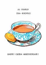 20th Anniversary Card - China Anniversary - Tea Cup Pun created by Panda and the Prince