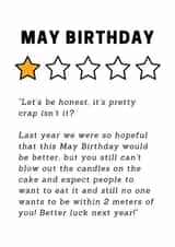Funny May Birthday Review Card created by Requin Prints 
