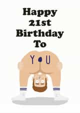 Cheeky bum 21st birthday card for him created by Studio Boketto